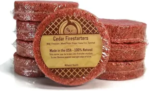 Midwest Hearth Cedar Fire Starters - BBQ, Fireplaces, Stoves, Outdoor, Camp Fire, Survival - 8 Pack (Up to 32 Fires)