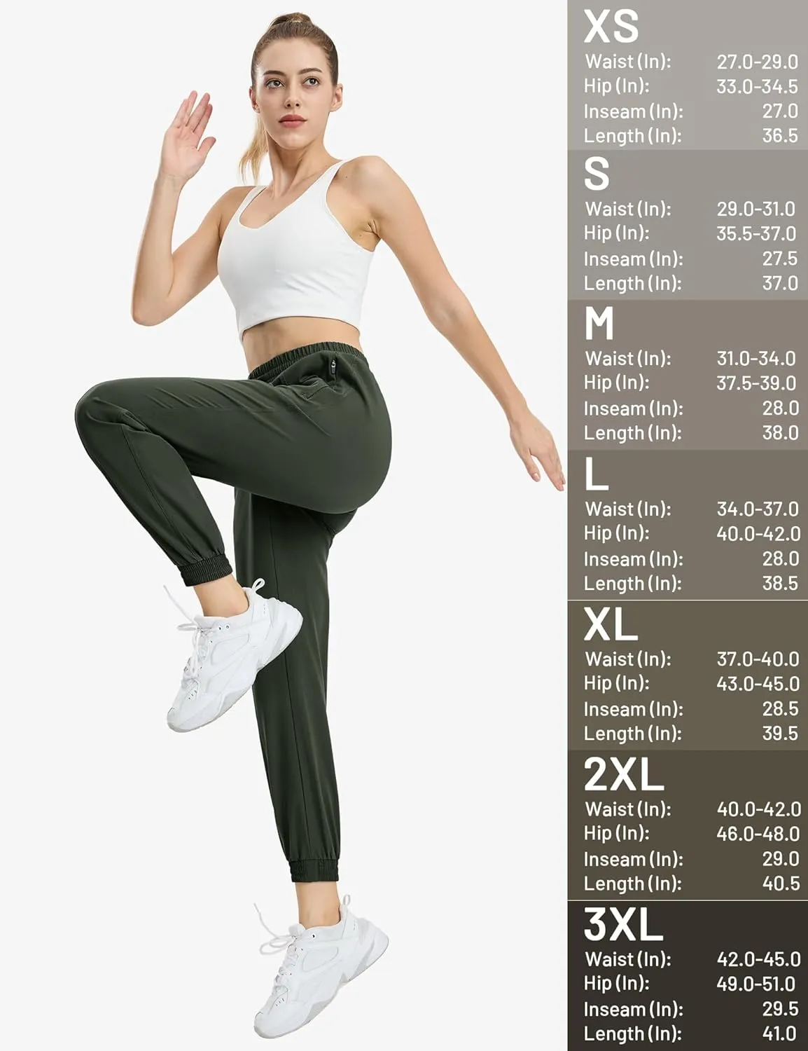 MIER Women's Lightweight Joggers Hiking Pants Quick Dry Athletic Zipper Pockets Running Pant, Water Resistant