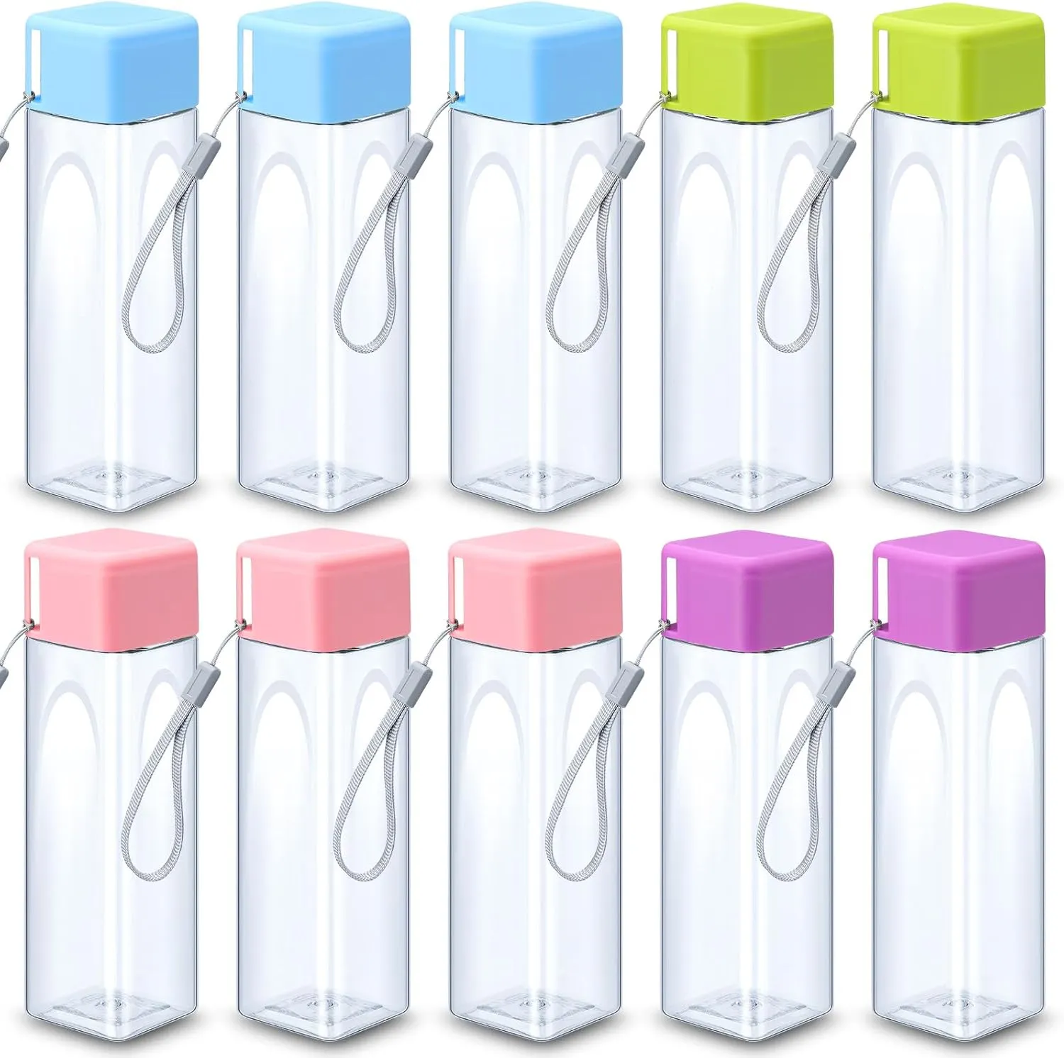 Mifoci 10 Pieces Water Bottle Bulk 17 oz Plastic Sports Water Bottles with Leak Proof Lid for Adults Reusable Outdoor Fitness