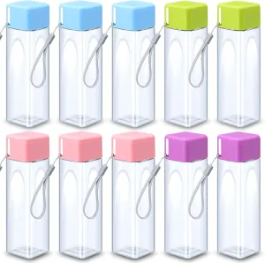 Mifoci 10 Pieces Water Bottle Bulk 17 oz Plastic Sports Water Bottles with Leak Proof Lid for Adults Reusable Outdoor Fitness