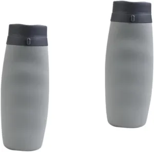 Mikikit 2pcs Collapsible Water Bottle Squeeze Sports Water Bottle Silicone Travel 20% Space Saving