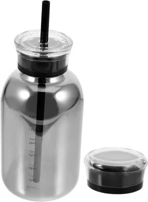 Mikinona 1 Set Large Capacity Portable Water Bottle High Borosilicate Glass Sports Bottle with Dual Lids for Outdoor Activities Gym and Fitness Leakproof Design for Easy Hydration