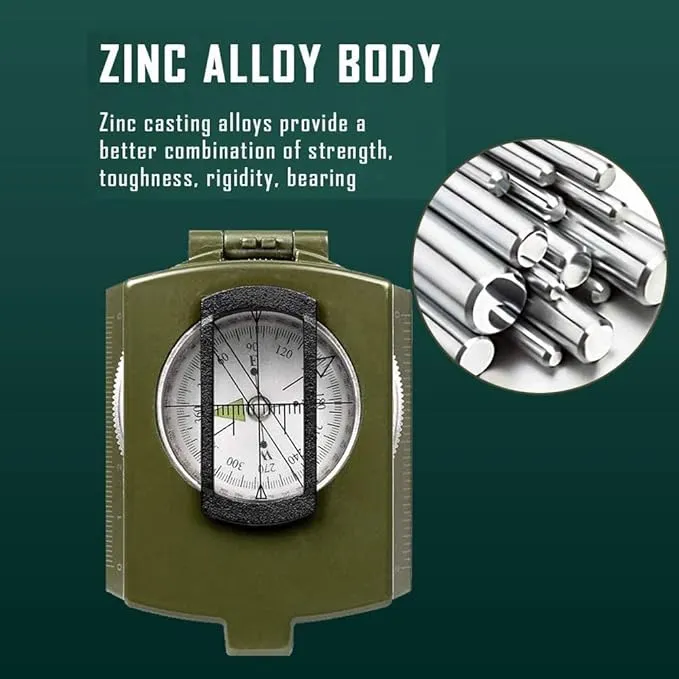 Military Compass, Hiking Compass for Survival with Lensatic Sighting, Luminous Navigation Compass Waterproof for Backpacking Orienteering Camping