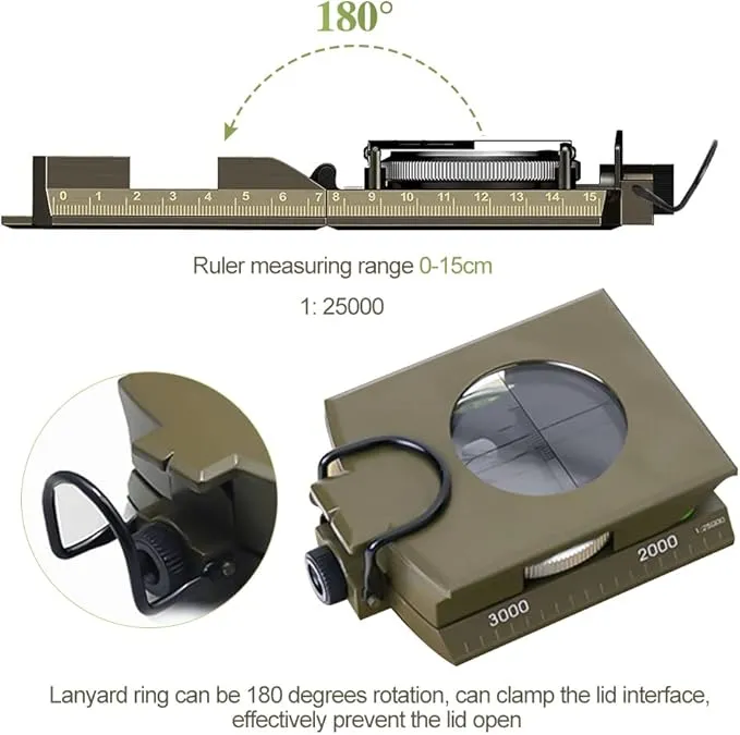 Military Compass, Hiking Compass for Survival with Lensatic Sighting, Luminous Navigation Compass Waterproof for Backpacking Orienteering Camping