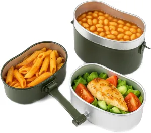 Military Mess Kit, Portable Aluminium Alloy Military Mess Tin Multifunction Mess Kit Plate Set Military Lunch Box for Outdoor Camping