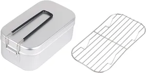 Military Mess Tin,Aluminium Mess Tin, Folding Handle Portable Stainless Steel Light Weight Cooking Bento Box, Easy to Carry, Camping Mess Tin, for Outdoor Picnic Camping Hiking Hunting Fishing(wh