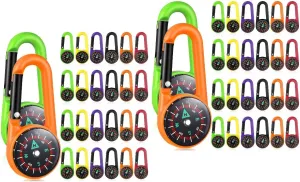 Mini Compass Keychains Colorful Plastic Compass Carabiner Keychains Portable Outdoor Climbing Gear for Backpacks