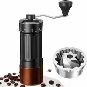 Mini Manual Coffee Grinder with CNC Stainless Steel Conical Burr & 40 Adjustable Settings, Portable Hand Coffee Bean Mill with 30g Capacity & Crank, Great for Travel, Camping, Espresso, Pour Over, etc