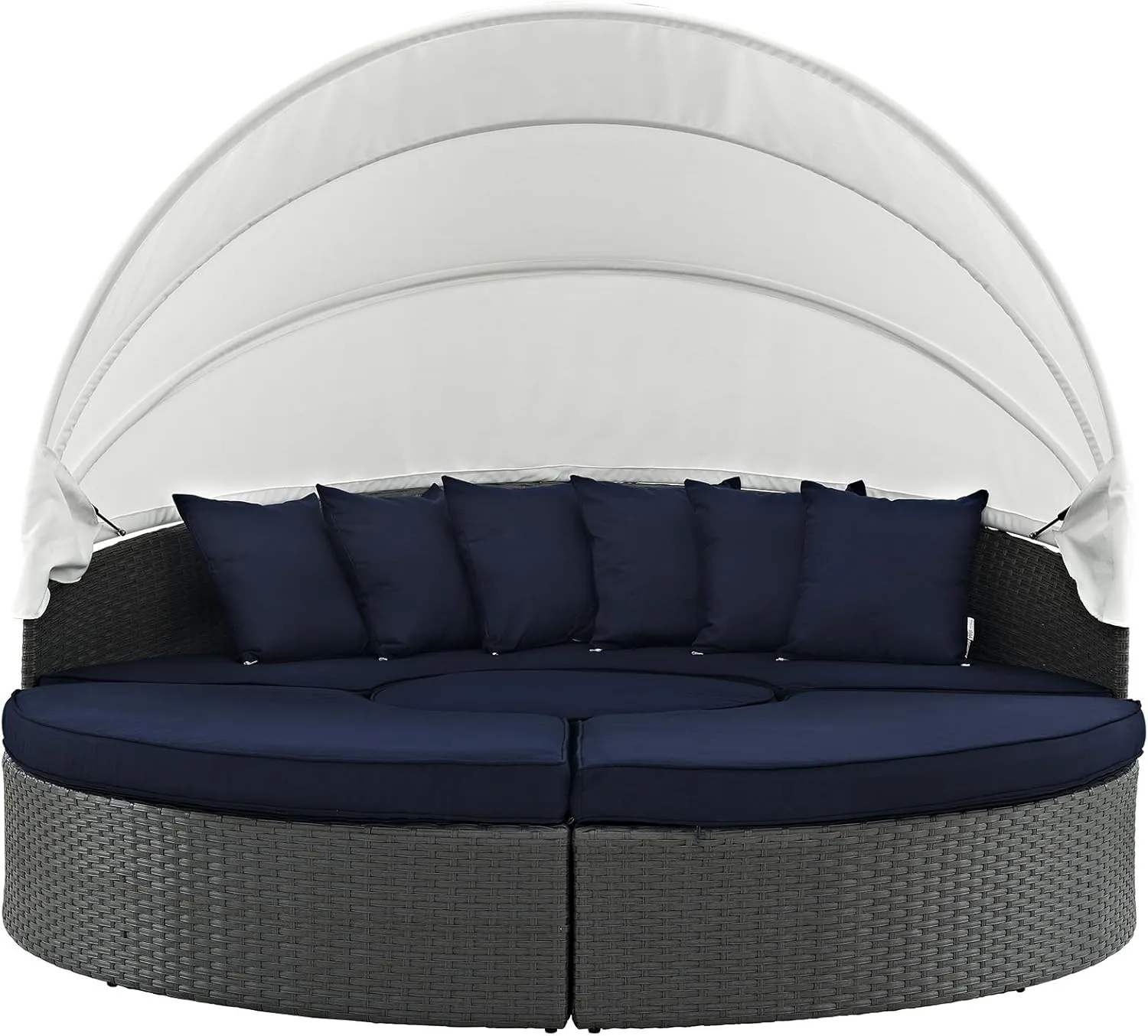 Modway Sojourn Outdoor Patio Sunbrella Sectional Daybed with Canopy in Canvas Navy