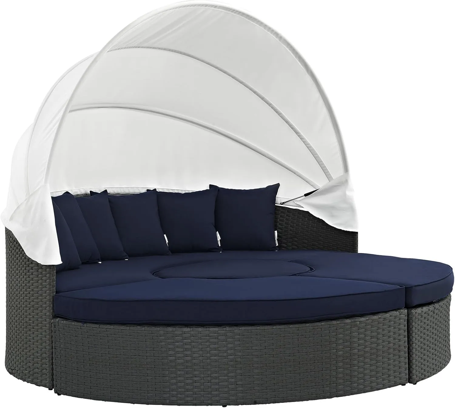 Modway Sojourn Outdoor Patio Sunbrella Sectional Daybed with Canopy in Canvas Navy