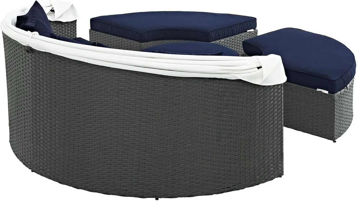 Modway Sojourn Outdoor Patio Sunbrella Sectional Daybed with Canopy in Canvas Navy
