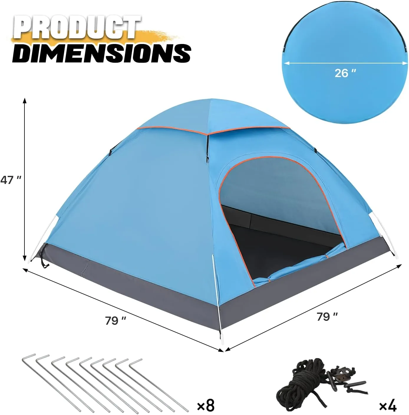 MoNiBloom 2 Person Dome Tent with Skylight, Ultralight Carry Family Tent Easy Set Up and Backpacking Tent with Lightweight Aluminum Alloy Frame for Adults Camping Hiking Outdoor Festivals, Blue