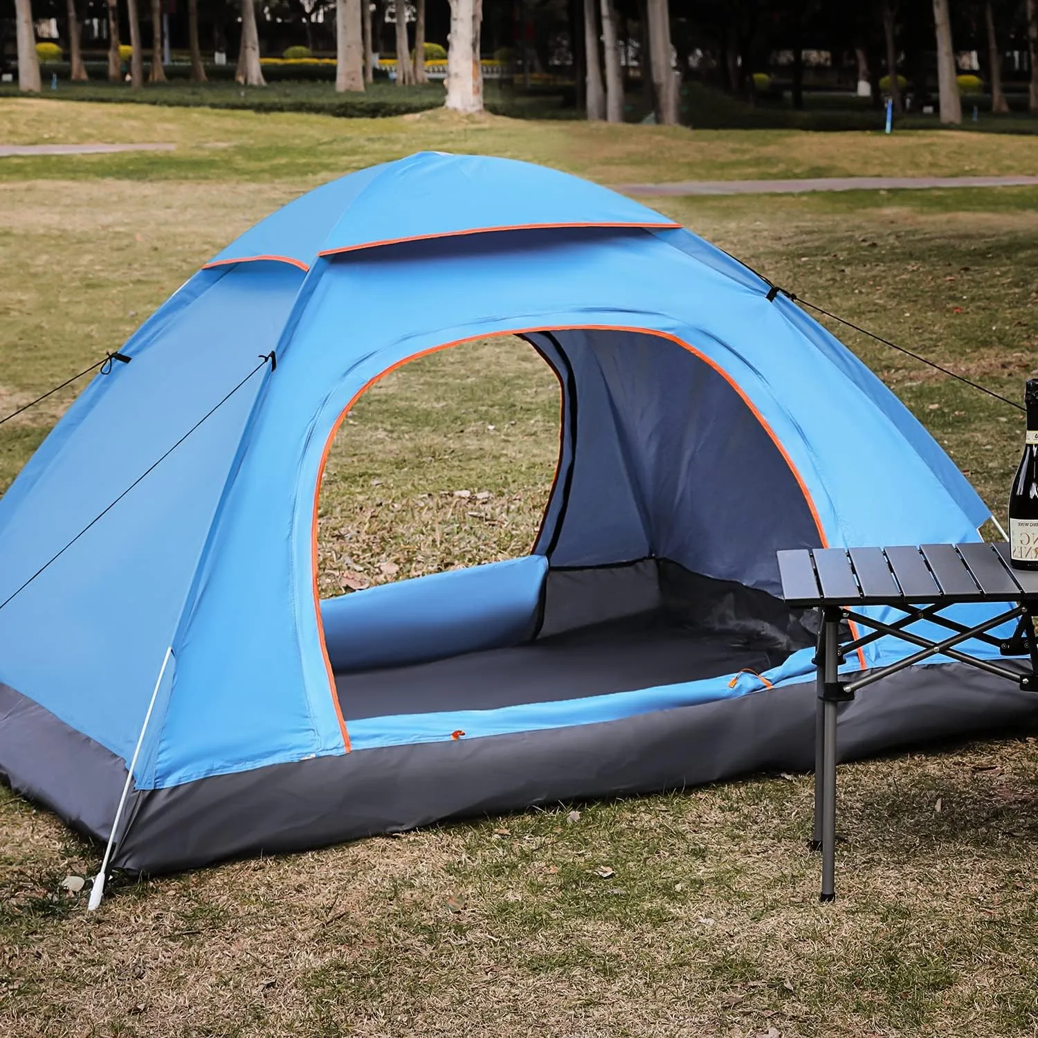 MoNiBloom 2 Person Dome Tent with Skylight, Ultralight Carry Family Tent Easy Set Up and Backpacking Tent with Lightweight Aluminum Alloy Frame for Adults Camping Hiking Outdoor Festivals, Blue