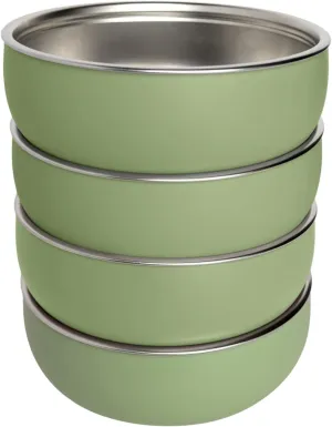 Monkey Proof™ Non-Toxic Stainless Steel Child Bowl 5” with Non-Slip Silicone Shell, (Set of 4 bowls) Unbreakable, Mess Free Feeding for Babies, Toddlers, Kids, BPA free (Sage Green)