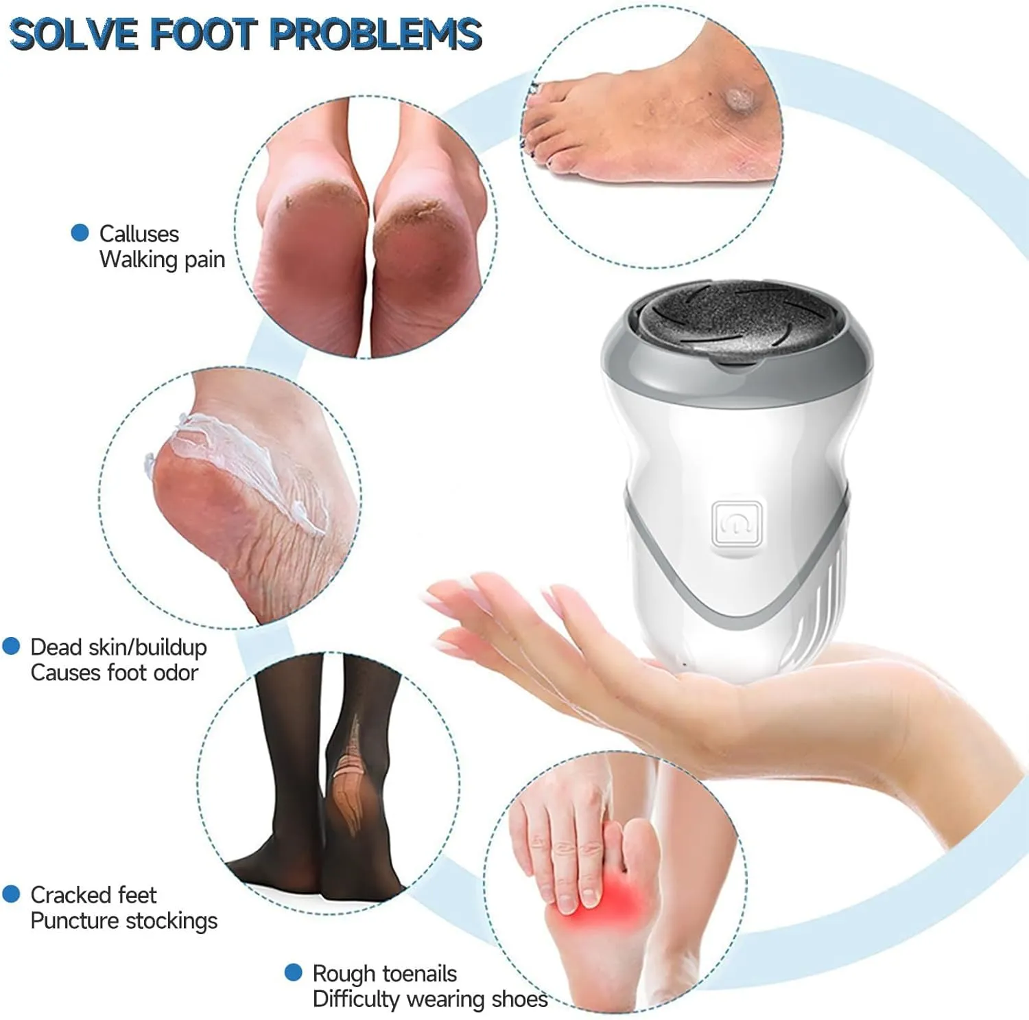 Morrat Foot Grinder, Electric Foot Grinder, New Pedicure Automatic Callus Remover, Wireless Portable Callus Remover with Vacuum Adsorption, Skin Hard Rupture Skin Trimmer Dead Skin (Style B)