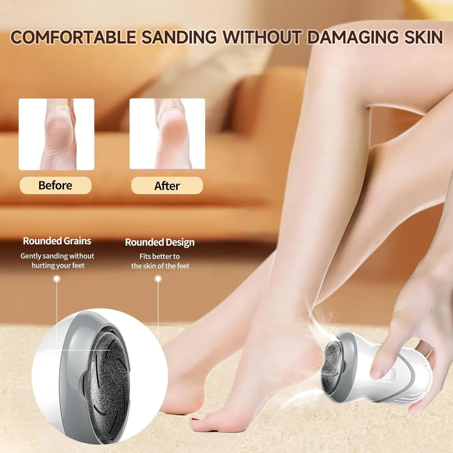 Morrat Foot Grinder, Electric Foot Grinder, New Pedicure Automatic Callus Remover, Wireless Portable Callus Remover with Vacuum Adsorption, Skin Hard Rupture Skin Trimmer Dead Skin (Style B)