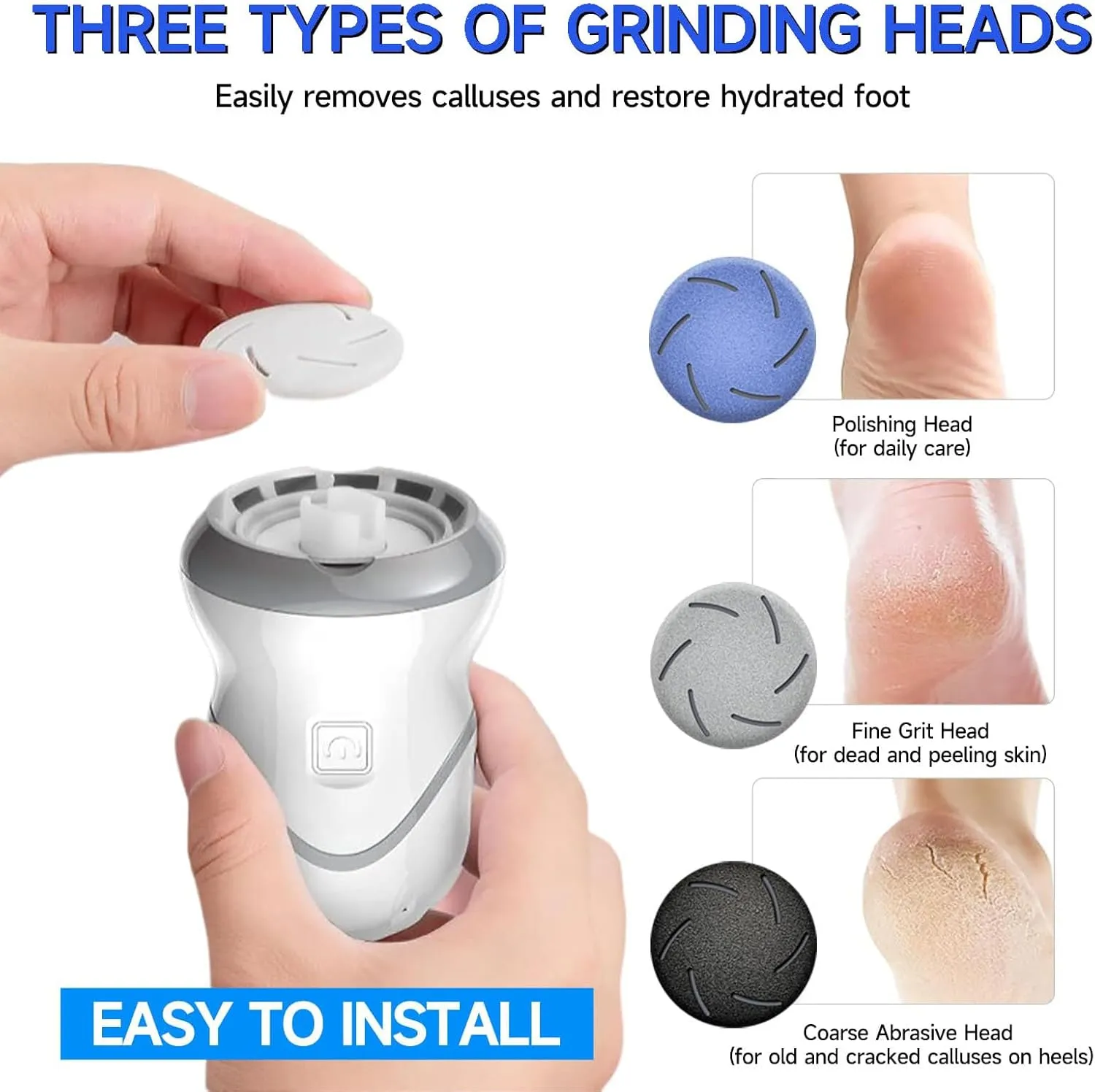 Morrat Foot Grinder, Electric Foot Grinder, New Pedicure Automatic Callus Remover, Wireless Portable Callus Remover with Vacuum Adsorption, Skin Hard Rupture Skin Trimmer Dead Skin (Style B)