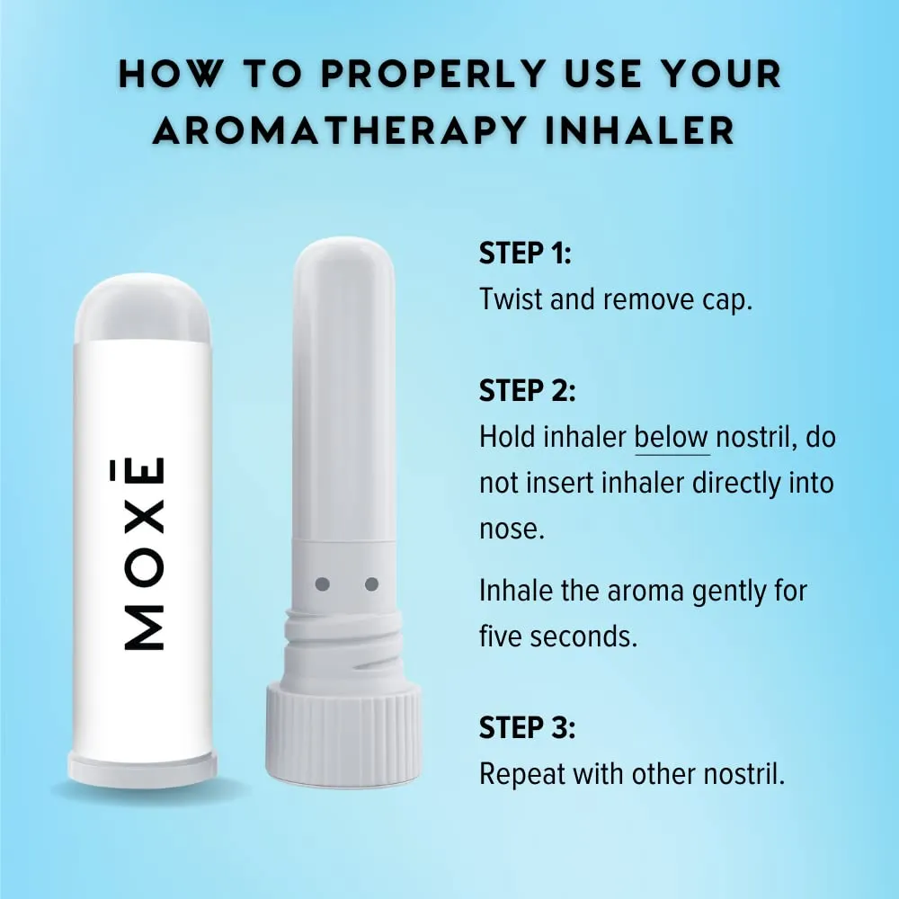 MOXĒ Eucalyptus Essential Oil Nasal Inhaler, Sinus & Congestion Relief, Daily Relaxation, Stress Relief, Therapeutic No-Mess Aromatherapy, Pure and Natural, Made in USA (3 Pack)