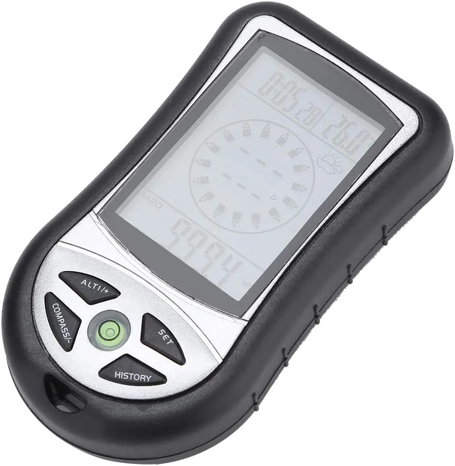 Multi fction Digital Altimeter, Black Digital Compass, Multifction LCD Compass ometer Thermometer for Outdoor Hiking