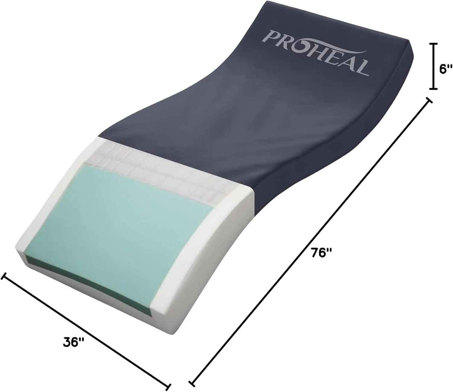 Multi-Tiered Hospital Bed Mattress for Pressure Redistribution - Memory Foam Sloped Heel - Moderate to High Bed Sore Treatment Medical Mattress - 36" x 76" x 6"