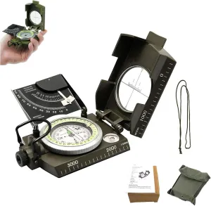 Multifunctional Aiming Navigation Luminous Compass, Sighting Navigation Compass with Inclinometer, Impact Resistant & Waterproof Compass for Hiking, Camping
