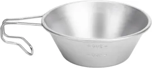 Multifunctional Camping Cup, Backpacking Bowl Cup 304 Stainless Steel with Hook Shape Handle, Portable Outdoor Travel Kitchen Cookware for Travel Hiking Cooking Mess Kit Picnic Tableware