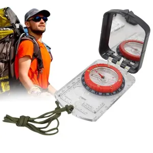 Multifunctional Compass Scale - Map Ruler Mirror Outdoor Guiding Tool with Acrylic Base for Camping and Survival