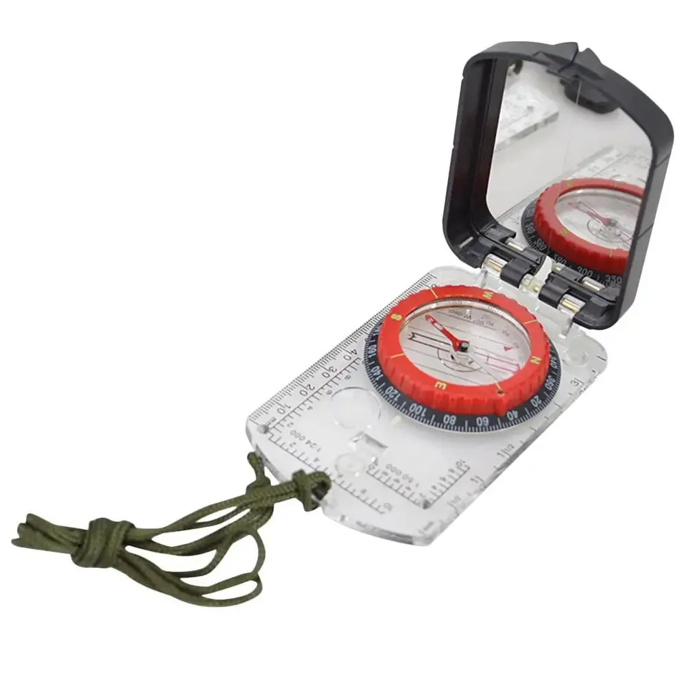Multifunctional Compass Scale - Map Ruler Mirror Outdoor Guiding Tool with Acrylic Base for Camping and Survival