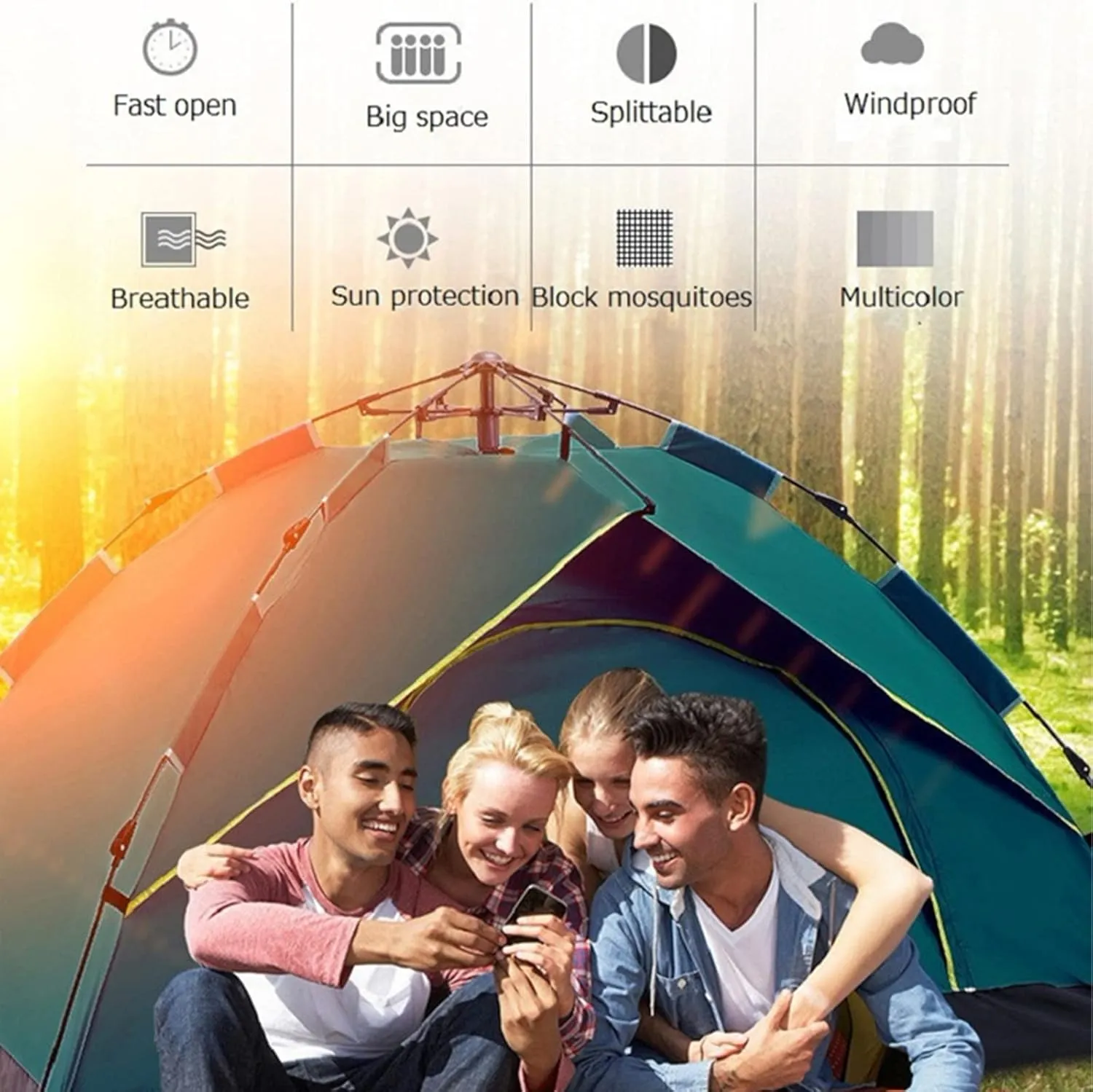 Multiple Person Outdoor Tent Automatic Instant Portable Tent Camping Rainproof Sunscreen Field Equipment Lightweight Waterproof