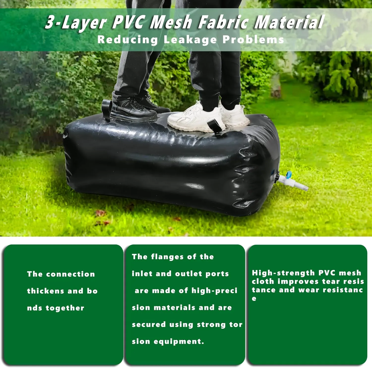 MXQMKL 113 L/30 gal Water Bladder Storage Containers, Foldable Portable Water Tank Large Capacity Soft Water Bag, Drought Resistance, Fire Prevention, Emergency Water