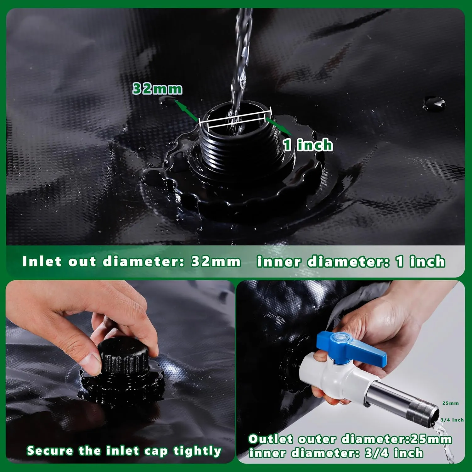 MXQMKL 113 L/30 gal Water Bladder Storage Containers, Foldable Portable Water Tank Large Capacity Soft Water Bag, Drought Resistance, Fire Prevention, Emergency Water