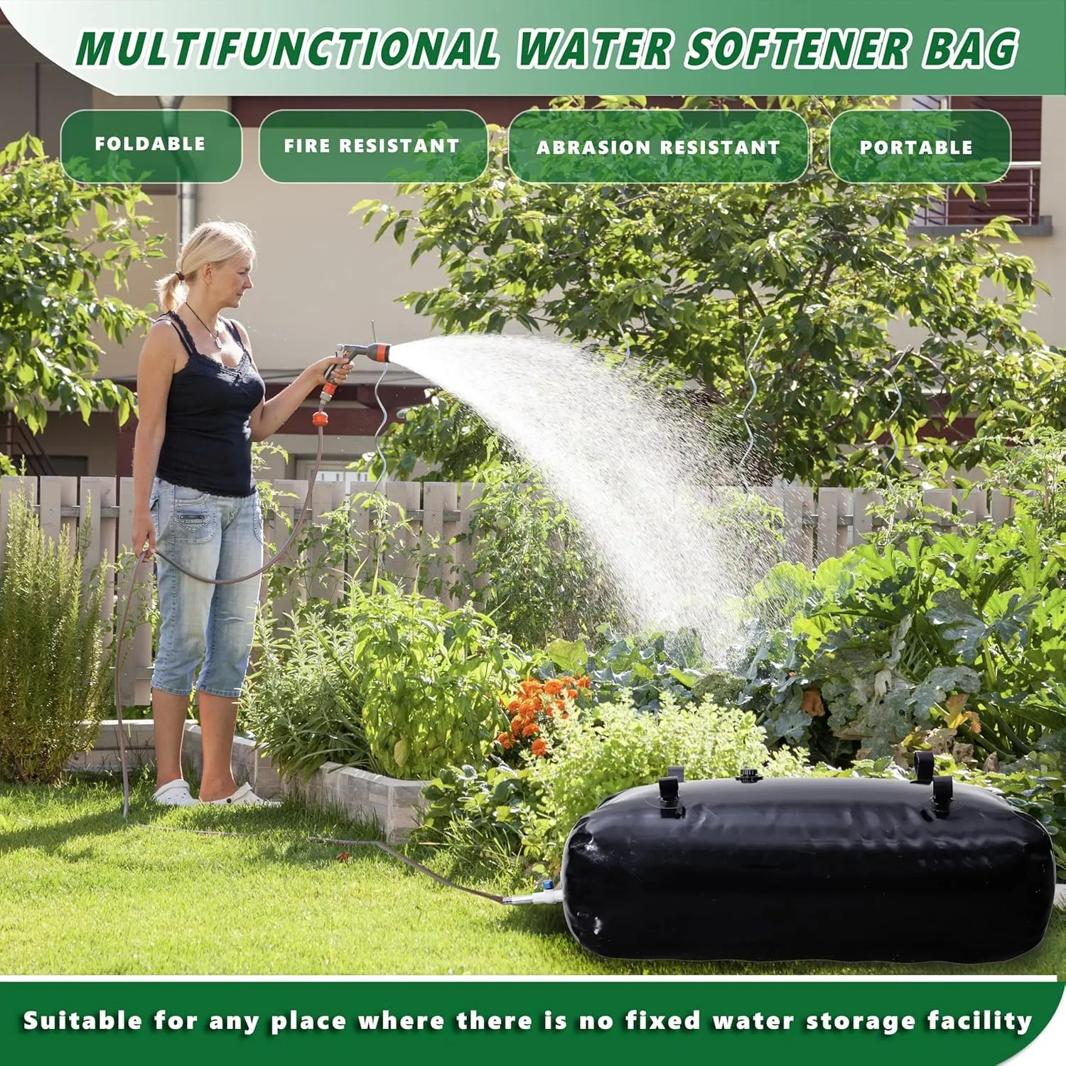 MXQMKL 113 L/30 gal Water Bladder Storage Containers, Foldable Portable Water Tank Large Capacity Soft Water Bag, Drought Resistance, Fire Prevention, Emergency Water