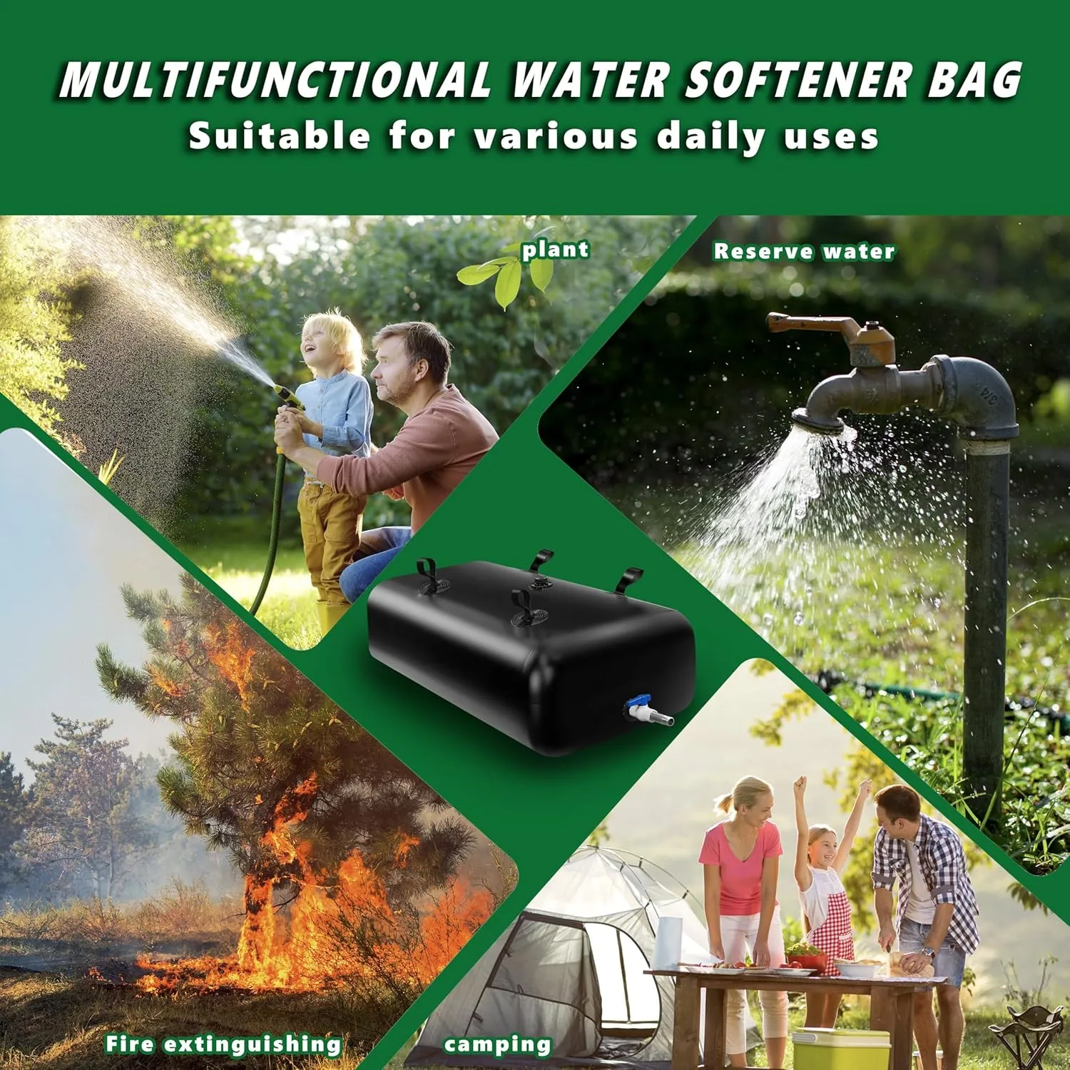 MXQMKL 113 L/30 gal Water Bladder Storage Containers, Foldable Portable Water Tank Large Capacity Soft Water Bag, Drought Resistance, Fire Prevention, Emergency Water