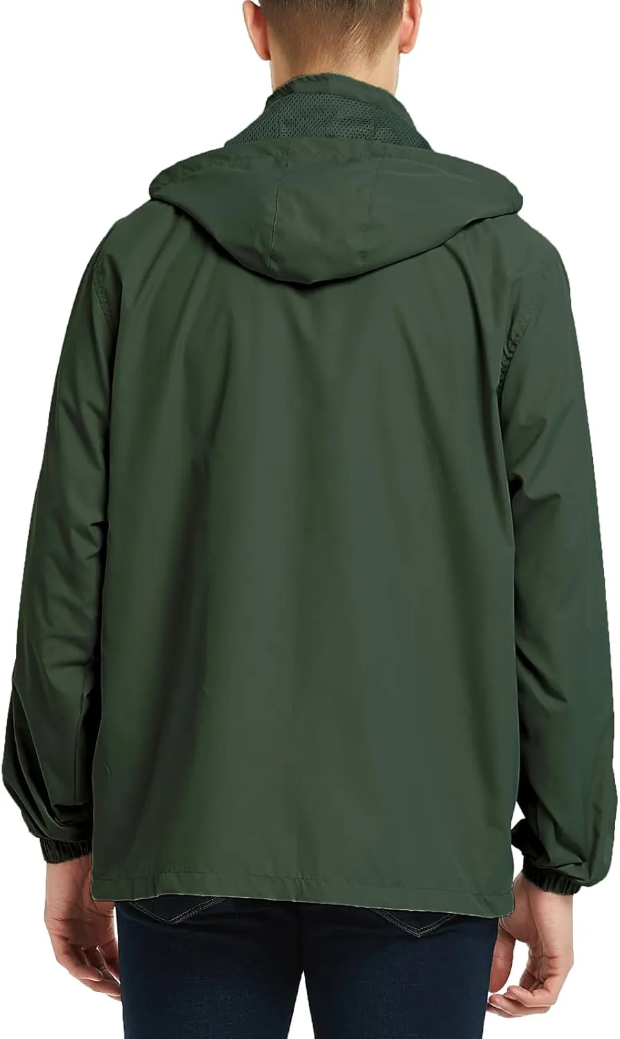 Mywu Mens Windbreaker Jackets Lightweight Rain Jacket Waterproof Raincoat with Hood Outdoor Running Hiking Cycling