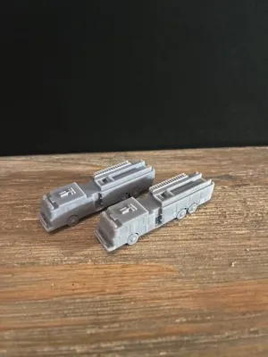 N Scale Fire Engine Model, 1:160 Scale, 3D Resin Printed, Railroad Accessories, 2-Pack, Unpainted