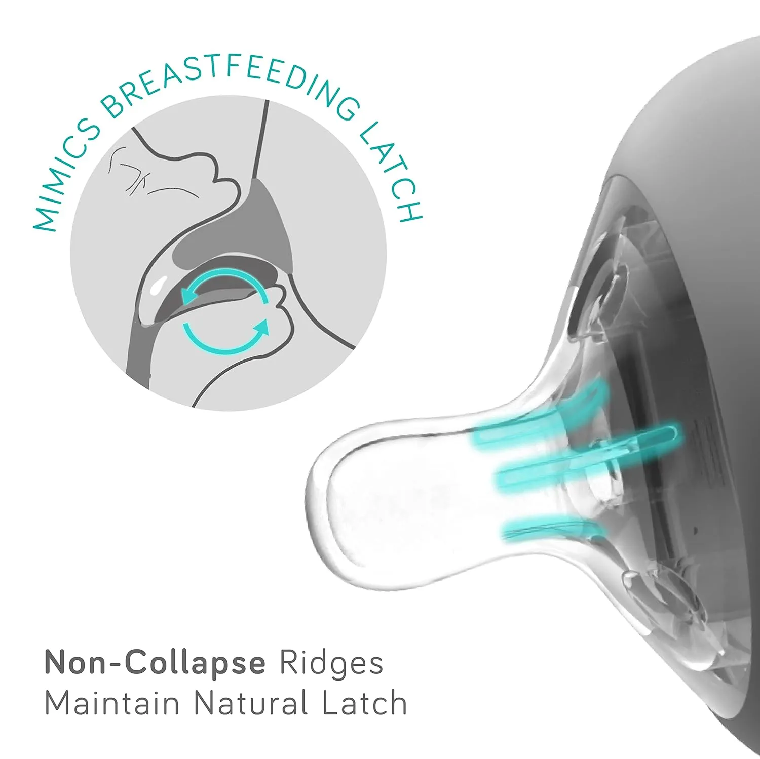 Nanobébé Flexy Silicone Baby Bottle, Anti-Colic, Natural Feel, Non-Collapsing Nipple, Non-Tip Stable Base, Easy to Clean 3-Pack, Gray, 5 oz