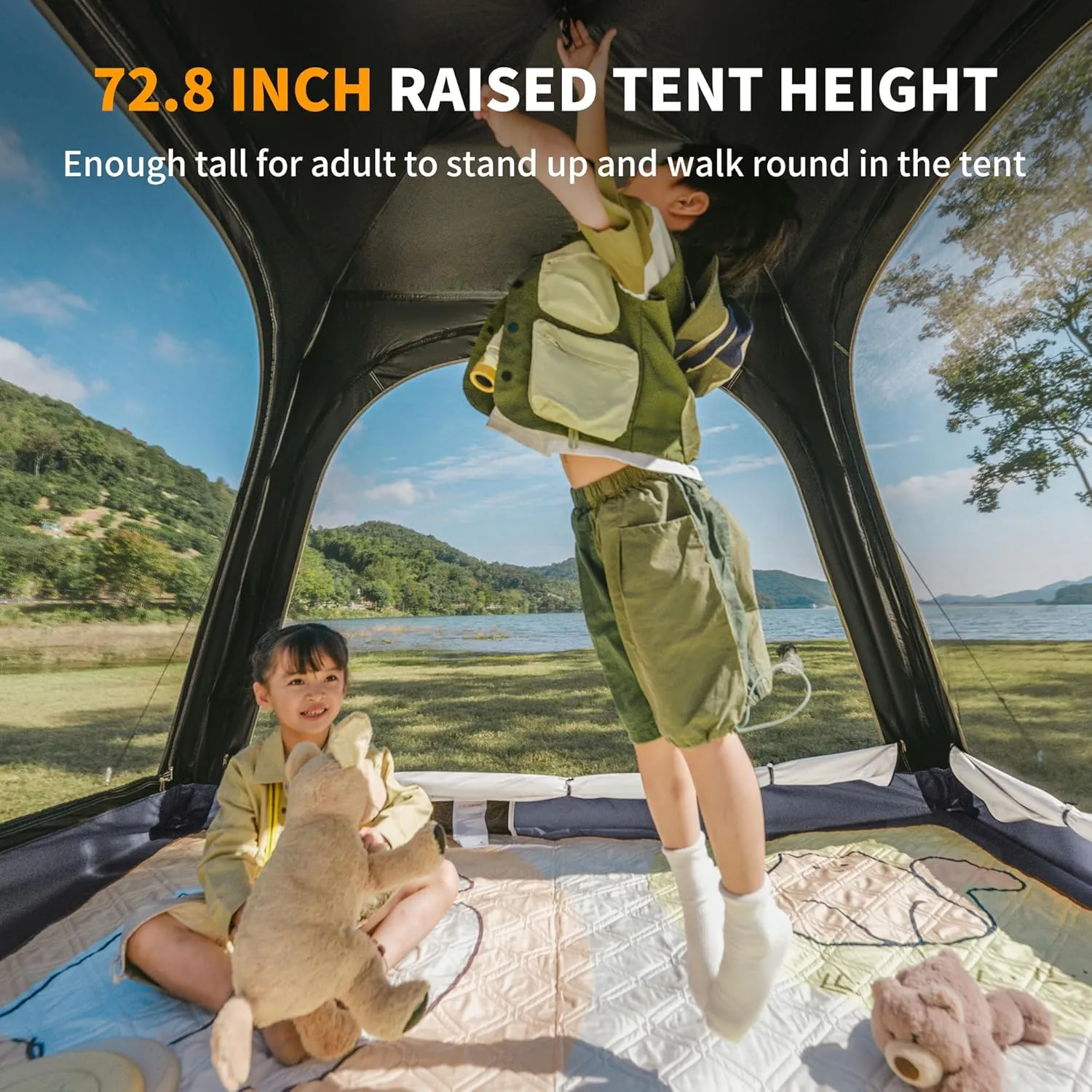 Naturehike Upgraded Ango 3-4 Person Blackout Tent,Instant Pop up Tents for Camping, Waterproof Anti-UV Camping Tent