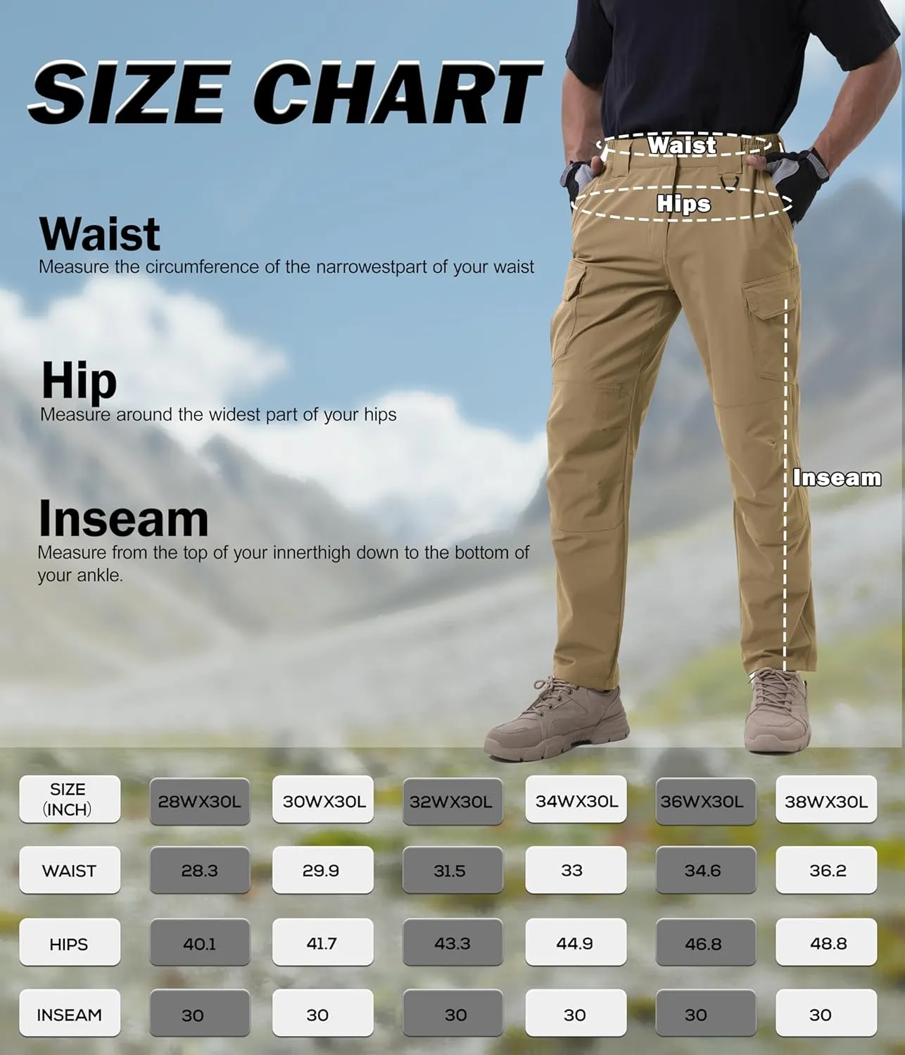 NATUVENIX Lightweight Mens Hiking Pants Quick Dry Travel Pants for Men Water Resistant Work Pants Men with Pockets Outdoor