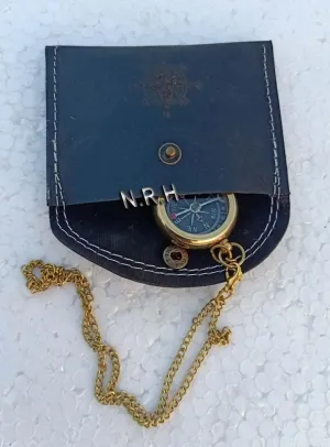 Nautical Brass Magnetic Pocket Compass with Premium Lather Case and Perfect Look Pointing Guide Outdoor Metal Pocket Brass Mini Digital Compass