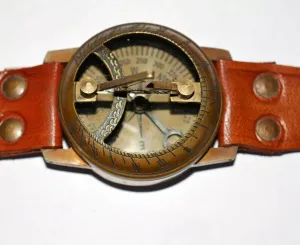 Nautical Vintage Steampunk Watch Style Sundial Compass Wrist Collectible Gift Item for Unisex Camping & Hiking Use