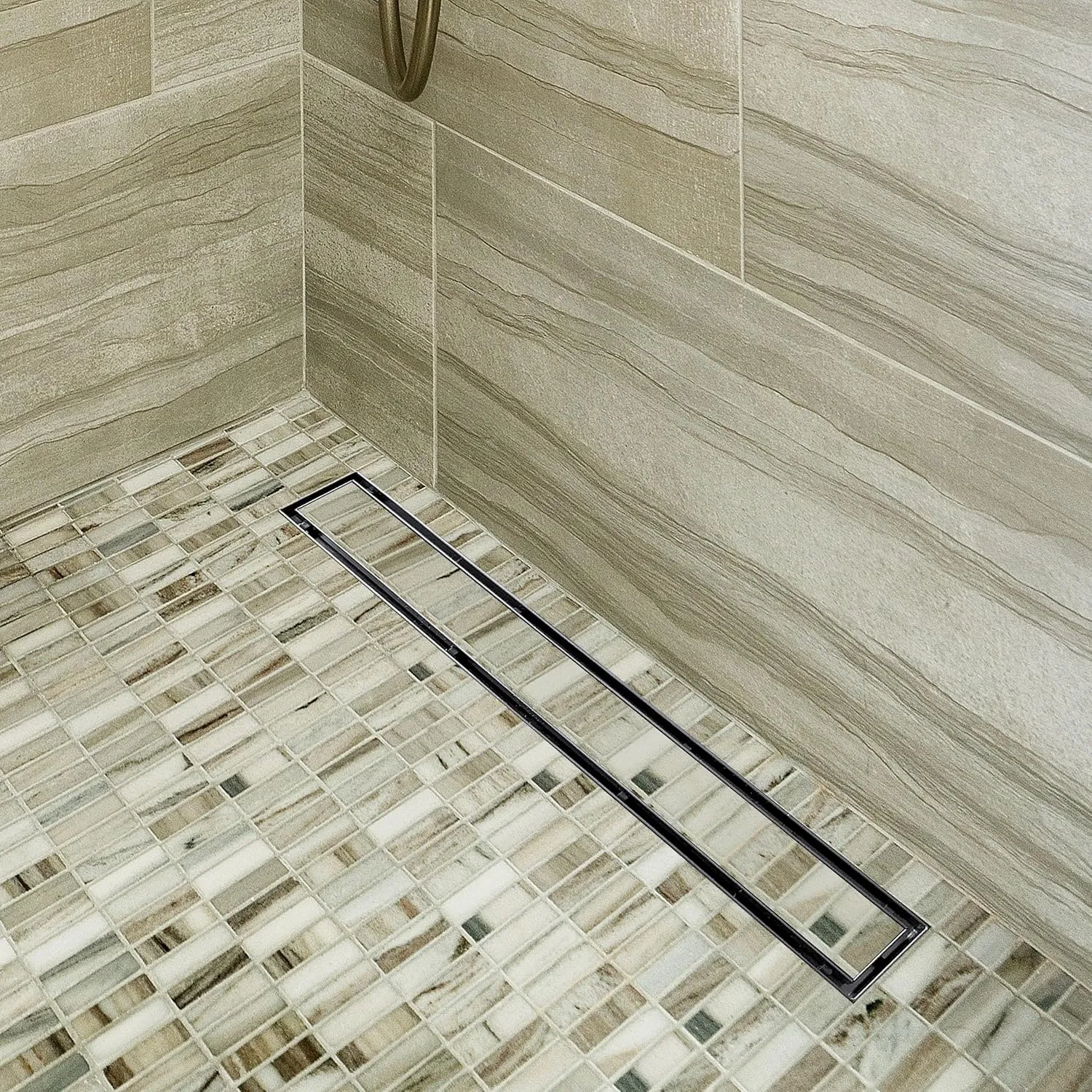 Neodrain 18-Inch Linear Shower Drain with Tile Insert Grate,Brushed 304 Stainless Steel Rectangle Shower Floor Drain, Floor Shower Drain