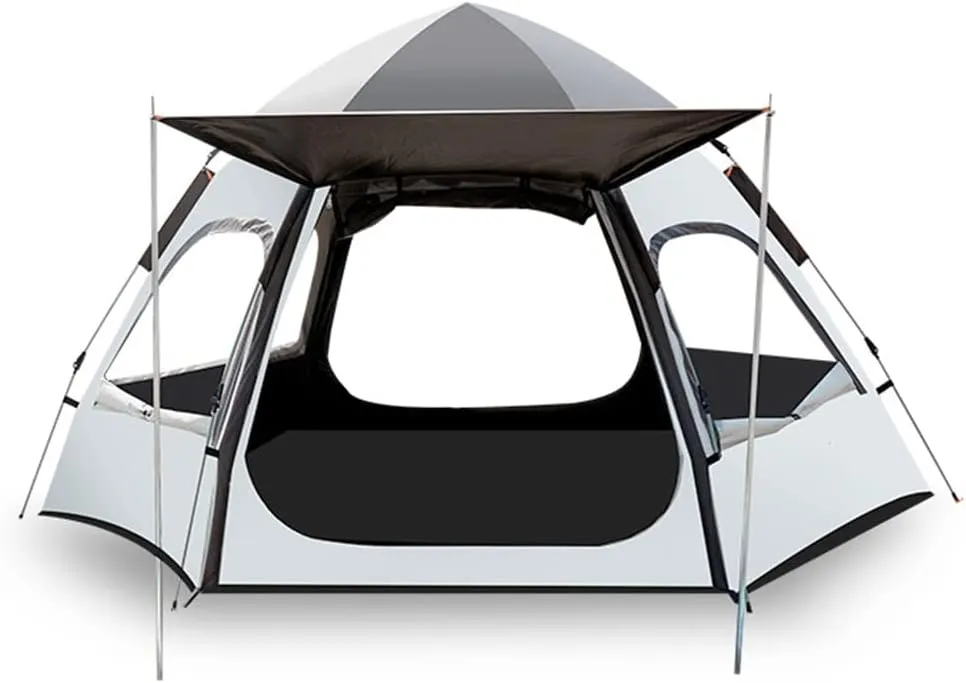 NIEH 3-4 Person Waterproof Pop Up Tent with Top, 60 Seconds Set Up Family Camping Tent Double Layer for Hiking Hunting - 2 Door and 4 Windows