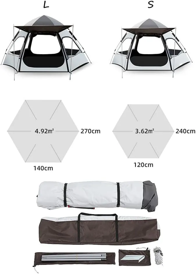 NIEH 3-4 Person Waterproof Pop Up Tent with Top, 60 Seconds Set Up Family Camping Tent Double Layer for Hiking Hunting - 2 Door and 4 Windows
