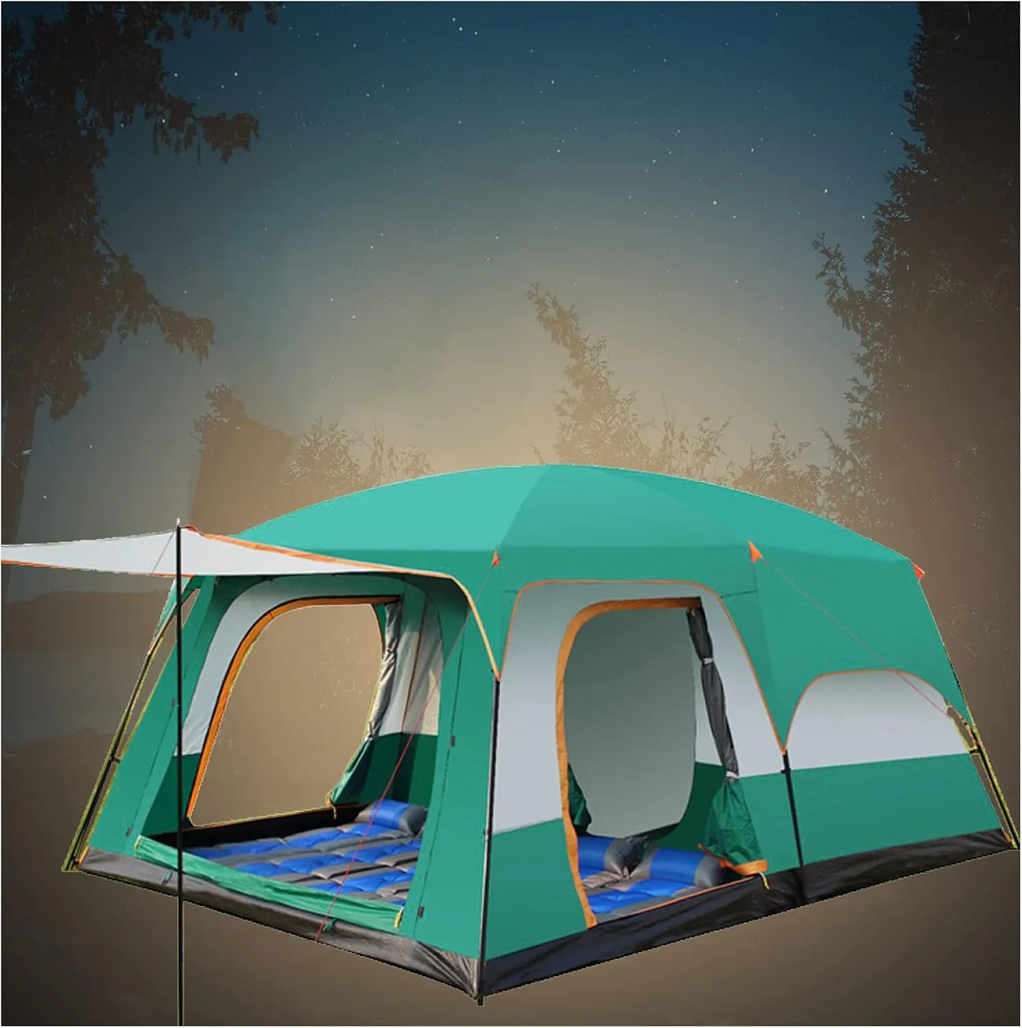 NIEH Big Tent 5 to 8 People Two Rooms and One Living Room,Ventilation Tent Waterproof Sturdy Tents for Camping for Family,Outdoor,Hiking and Mountaineering