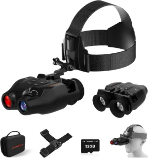 Night Vision Goggles, Head-Mounted Digital Infrared Night Vision Binoculars for Adults, 5X Digital Zoom, HD Large Screen Binoculars Perfect for Hunting Outdoor Observation with 32GB TF Card