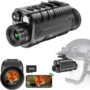 Nightiger Dual IR Night Vision Monocular for Adults Helmet OLED Large Circular Screen 850nm 940nm Rechargeable Night Vision Goggles HD Camera 4K Video Photo NVG Digital Zoom Night Vision Binocular