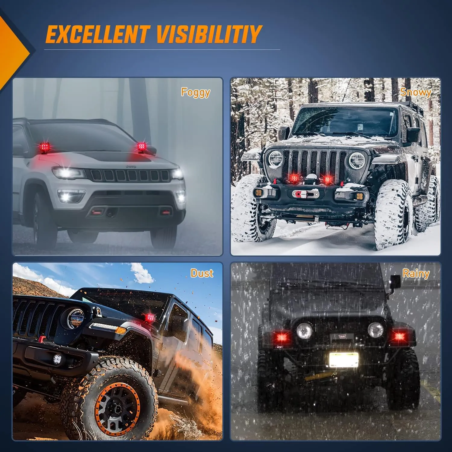 Nilight 4 inch Red LED Light Pod Spot Driving Fog Light 2PCS 18W Off Road Fishing Hunting Emergency Safety Signal Deck Trailer Hunting Lighting for UTV Pick-up Van Boat Tractor