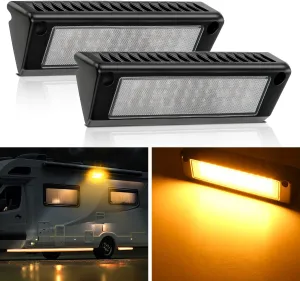 Nilight RV Exterior Light 2PCS 9 Inch Porch Lights Amber Beam 12V 24V LED Scene Cargo Lighting Black Aluminum Housing for RVs Trailers Travel Campers 5th Wheels Motorhome SUV Truck