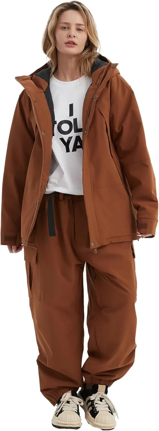 NOMADIKA Women Ski Jacket Waterproof Insulated Winter Snow Coat for Skiing Snowboarding Rain Coats Oversize Unisex