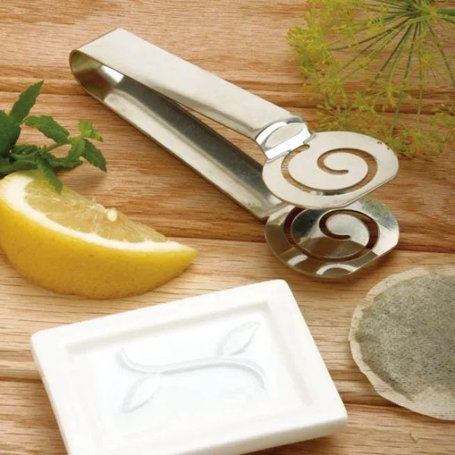 Norpro Decorative Swirl Stainless Steel Tea Bag Squeezer Tongs